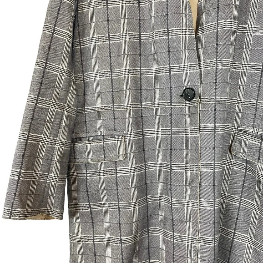 Blank NYC Anthropologie Renegade Faux Suede Plaid Longline Jacket Gray Size M